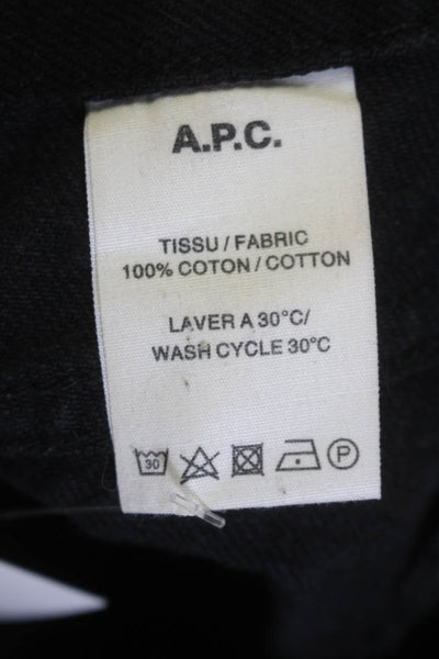 APC Womens Cotton Button Down Knee Length Denim A Line Skirt Black Size 36