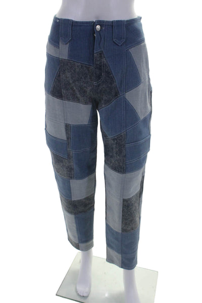 Stella McCartney Womens Cotton Zip Button Patchwork Pants Blue Size EUR 27