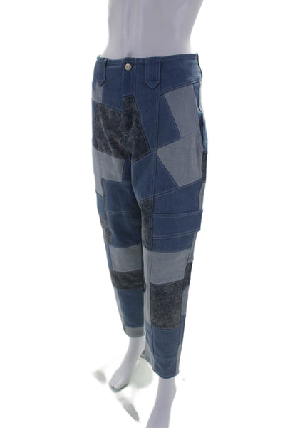 Stella McCartney Womens Cotton Zip Button Patchwork Pants Blue Size EUR 27