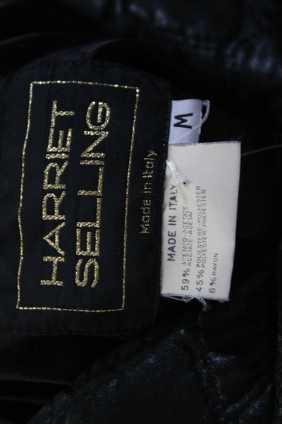 Harriet Selling Sleeveless Full Zip Patch Pockets Quilted Vest Black Size M