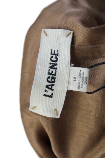 L'Agence Womens Brown High Rise Belt Pleated Straight Leg Cargo Pants Size 12