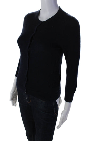 J Crew Womens Cashmere Button Up Long Sleeve Cardigan Sweater Navy Size S