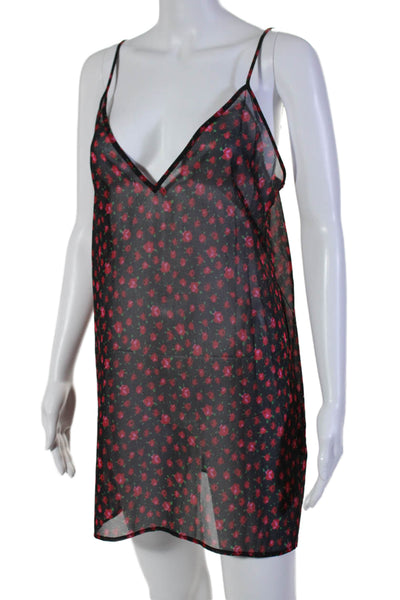 The Kooples Womens Silk Floral Print Long Sleeves A Line Dress Black Red Size 1