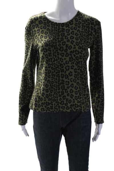 Fendi Womens Long Sleeve Round Neck Animal Printed Knit Top Green Size EUR 46