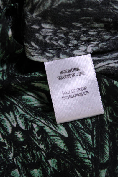 Haute Hippie Womens Silk Green Printed Off Shoulder Long Sleeve Blouse Top SizeL