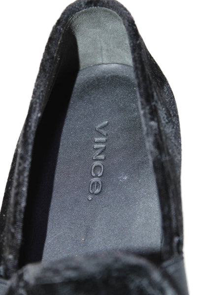 Vince Women's Round Toe Suede Slip-On Rubber Sole Shoes Black Size 8