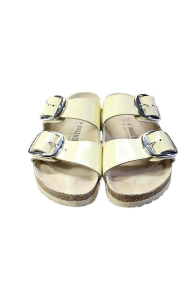 Birkenstock Women's Open Toe Double Straps Leather Slip-On Sandals Cream Size 36