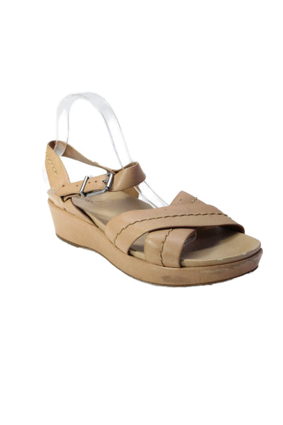 Patricia Nash Women's Open Toe Strappy Ankle Buckle Leather Sandals Tan Size 11