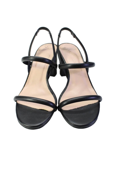 J Crew Womens Black Leather Strappy Block Heels Sandals Shoes Size 10.5