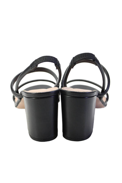 J Crew Womens Black Leather Strappy Block Heels Sandals Shoes Size 10.5