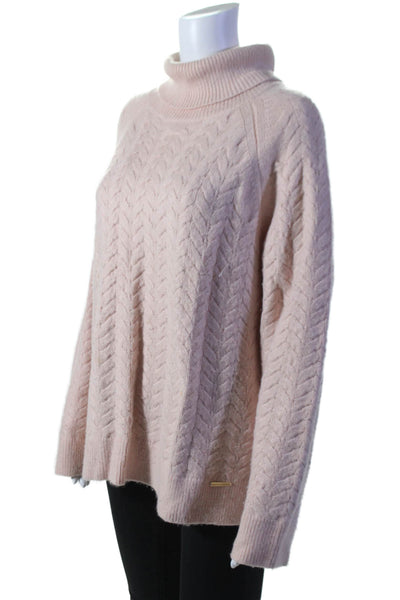 Michael Michael Kors Womens Pink Cable Knit Turtleneck Sweater Top Size XL