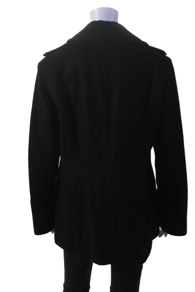 Michael Michael Kors Womens Wool Black Double Breasted Long Sleeve Peacoat SizeL