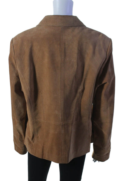 Bernardo Womens Brown Suede Leather Long Sleeve Button Front Jacket Size XL