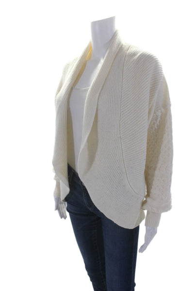 Kobi Halperin Womens Merino Wool Geometric Knitted Sweater Cardigan White Size L