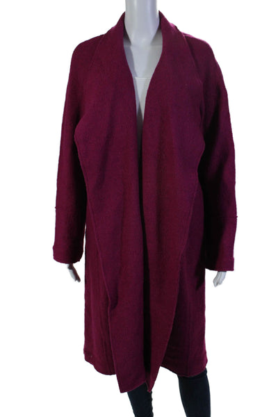 Tahari Womens Wool Textured Open Front Collar Lined Jacket Burgundy Size L