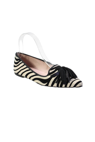 Pretty Ballerinas Women's Pointed Toe Tassel Ballet Flat Shoes Striped Size 38