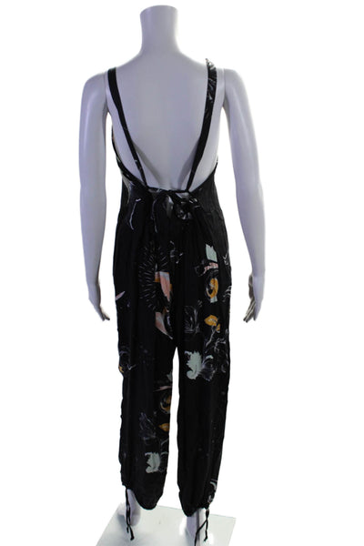 Agua Bendita Womens Abstract Print Halter Neck Jumpsuit Black Size Small