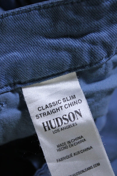 Hudson Mens Linen Blend Four Pocket Slim Fit Pants Trousers Blue Size 33