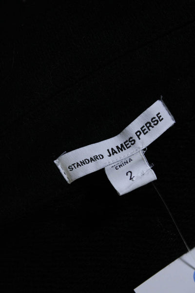 Standard James Perse Womens Cotton Long Sleeve Lined Button Jacket Black Size 2