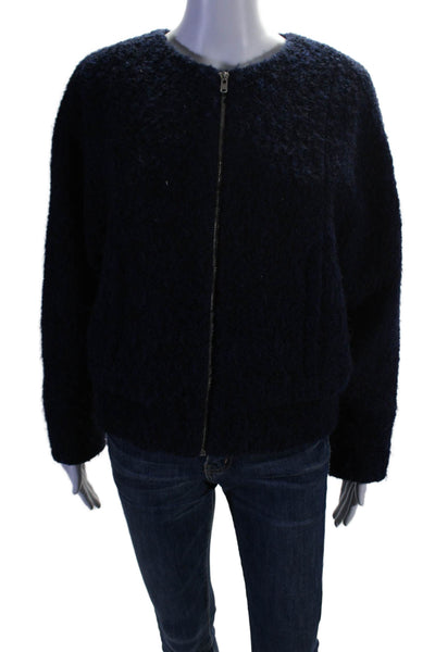 Tomorrow Land Womens Wool Textured Long Sleeve Full Zip Jacket Navy Size EUR 38