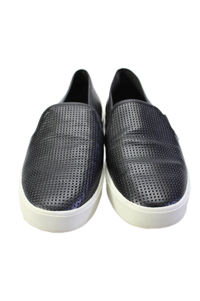 Vince Womens Leather Perforated Low Top Slide On Sneakers Black Size 8.5 Medium