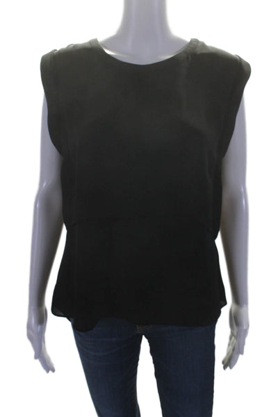 Veronica Beard Women's Round Neck Sleeveless Silk Blouse Black Size 10