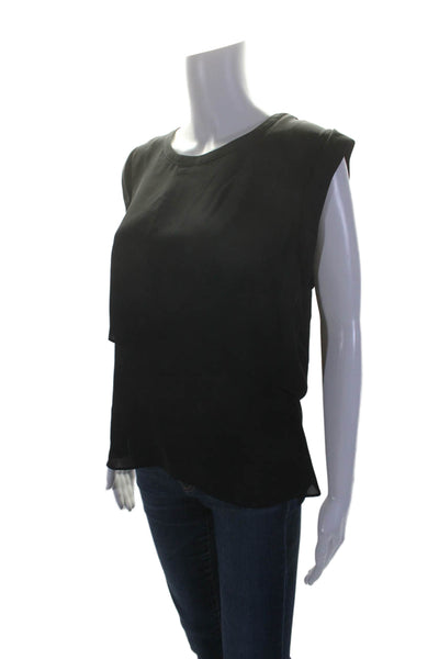 Veronica Beard Women's Round Neck Sleeveless Silk Blouse Black Size 10