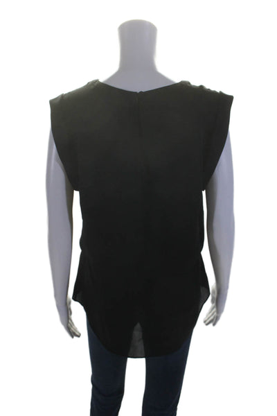 Veronica Beard Women's Round Neck Sleeveless Silk Blouse Black Size 10