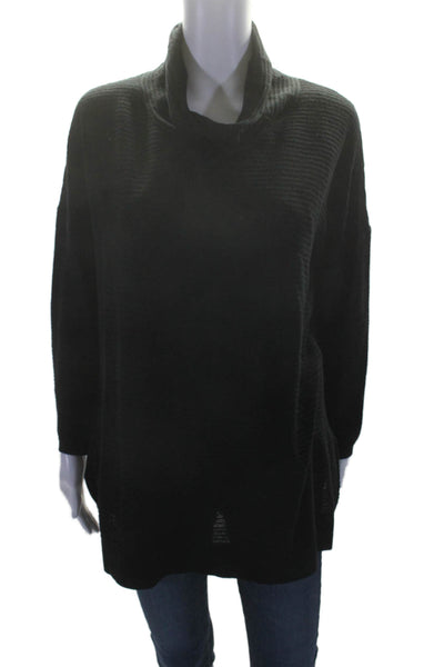 Kinross Cashmere Womens Black Cowl Neck Long Sleeve Cotton Sweater Top Size S