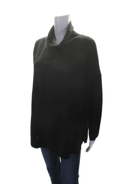 Kinross Cashmere Womens Black Cowl Neck Long Sleeve Cotton Sweater Top Size S