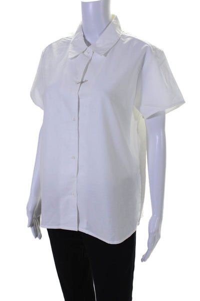 A.P.C. Womens Cotton Collared Short Sleeve Button Up Blouse Top White Size 40