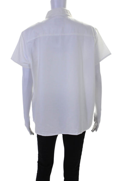 A.P.C. Womens Cotton Collared Short Sleeve Button Up Blouse Top White Size 40