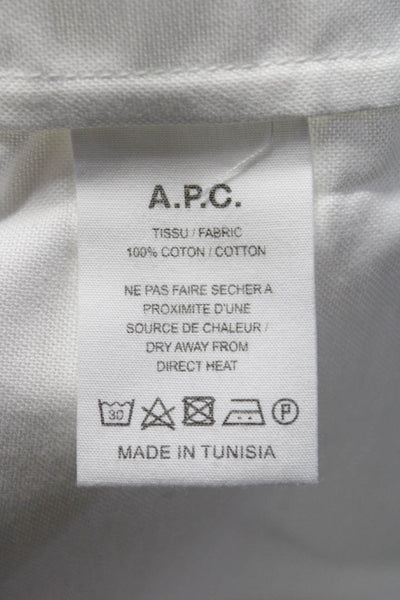 A.P.C. Womens Cotton Collared Short Sleeve Button Up Blouse Top White Size 40