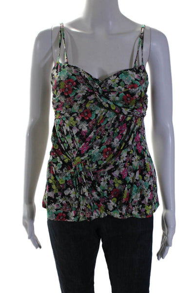 Nanette Lepore Womens Floral Silk  Spaghetti Strapped Top Multicolored Size 6