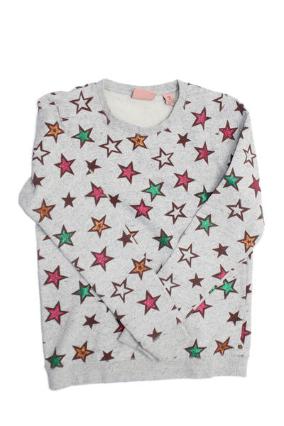 Scotch & Soda Girls Cotton Blend Star Print Pullover Sweatshirt Top Gray Size 16