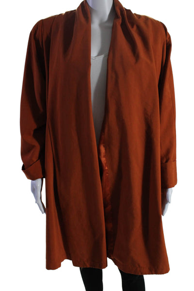 Searle Blatt Womens Collared Open Front Long Coat Orange Size 4