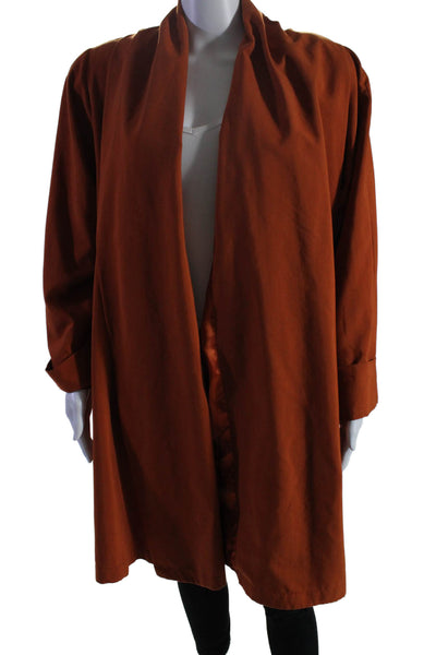 Searle Blatt Womens Collared Open Front Long Coat Orange Size 4