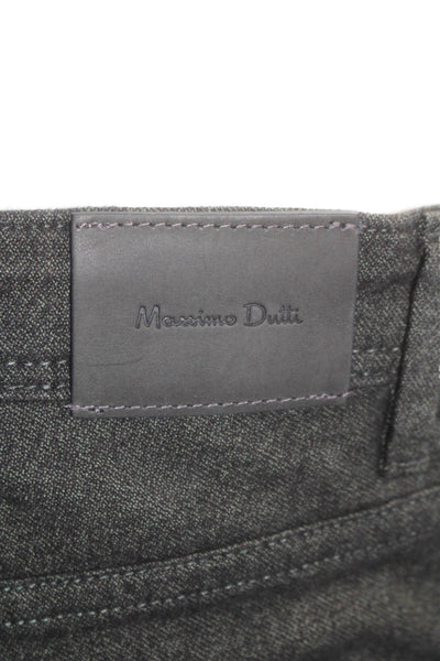 Massimo Dutti Mens Cotton Dark Gray Slim Fit Straight Leg Pants Size 32