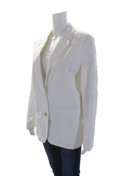 Theory Womens Linen Eco Crunch Wash Long Sleeves Button Down Jacket White Size 8