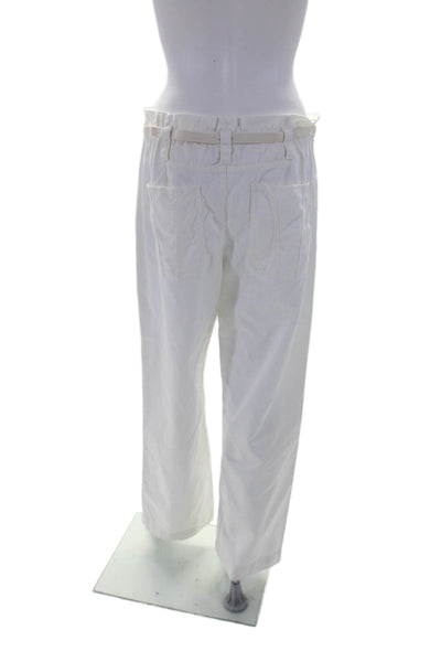 A.L.C. Womens Cotton Drawstring Waist Mid-Rise Straight Leg Pants White Size 8