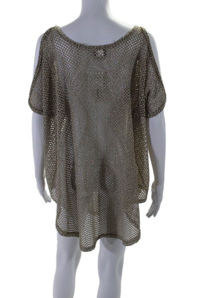 Elif For Jordan Taylor Womens Cold Shoulder Open Knit Cover Up Brown Size Small