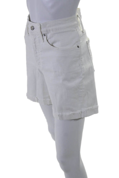 J Crew Denim Womens Denim Cuffed High Rise Zip Up Shorts White Cotton Size 29