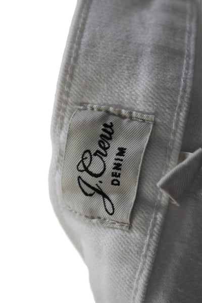 J Crew Denim Womens Denim Cuffed High Rise Zip Up Shorts White Cotton Size 29