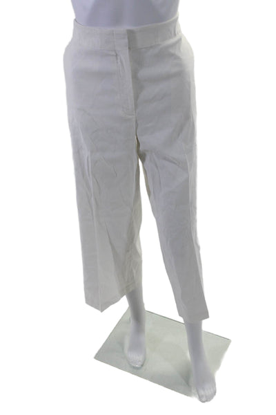 Theory Womens Linen High Rise Creased Wide Leg Clean Terena Pants White Size 10