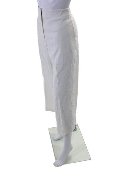 Theory Womens Linen High Rise Creased Wide Leg Clean Terena Pants White Size 10