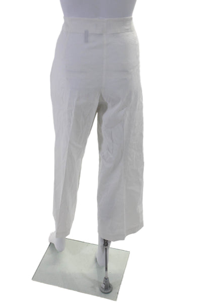 Theory Womens Linen High Rise Creased Wide Leg Clean Terena Pants White Size 10