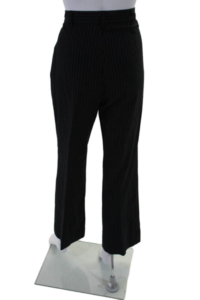 The Great Womens Striped High Rise Wide Leg Dress Pants Black White Size 29