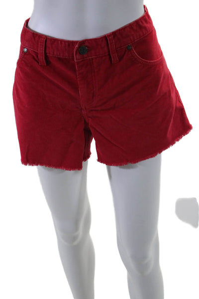 Carve Designs Womens Corduroy Cut Off Mid Rise Shorts Red Organic Cotton Size 10