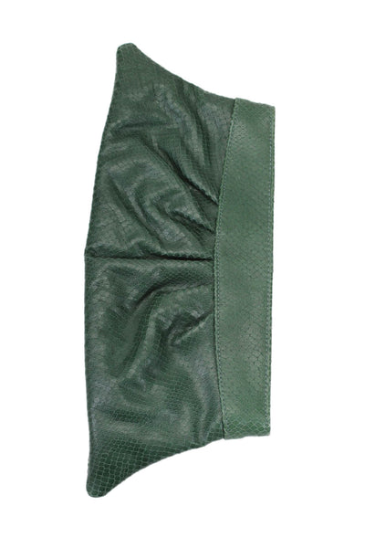 Lauren Merkin Womens Leather Pleated Hinged Clutch Bag Green