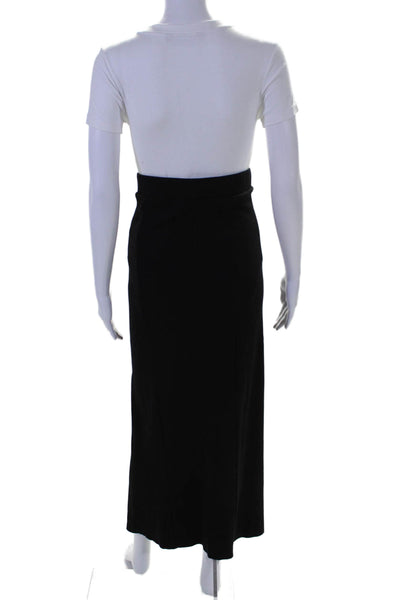 The Range Womens Elastic Waistband Front Slit Ribbed Long Skirt Black Size Small